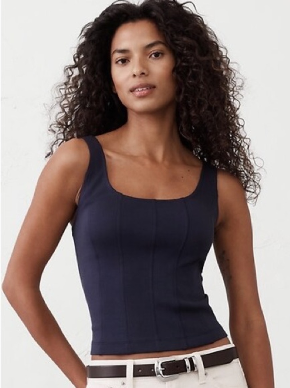 NWT Banana Republic Soft Touch Corset Top Size Small Preppy Navy Blue